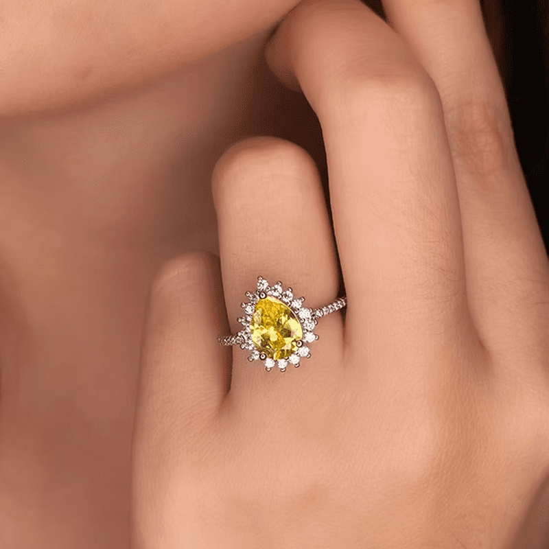 Anel Riviera Gota Citrino Cravejado