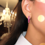 Brinco Argola 21mm com Pontos de Luz Pink