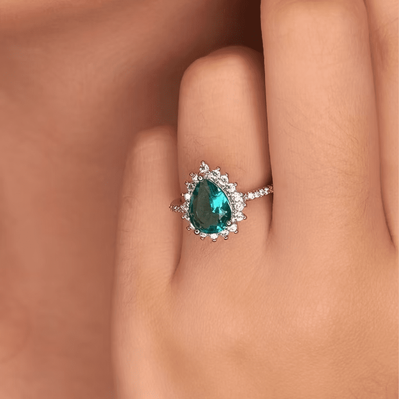 Anel gota turmalina Anel Riviera Gota Turmalina Cravejado