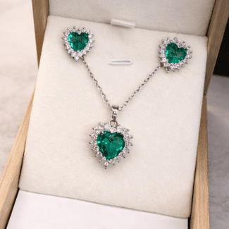 Kit colar Coração Turmalina