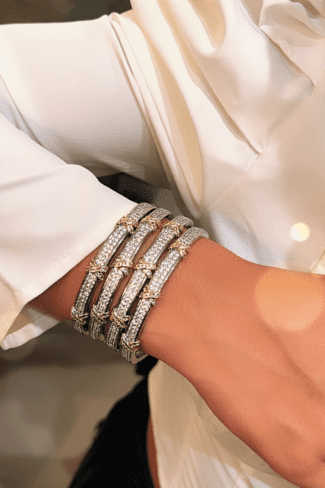 Bracelete Elegance Cravejado Inspiração Prata