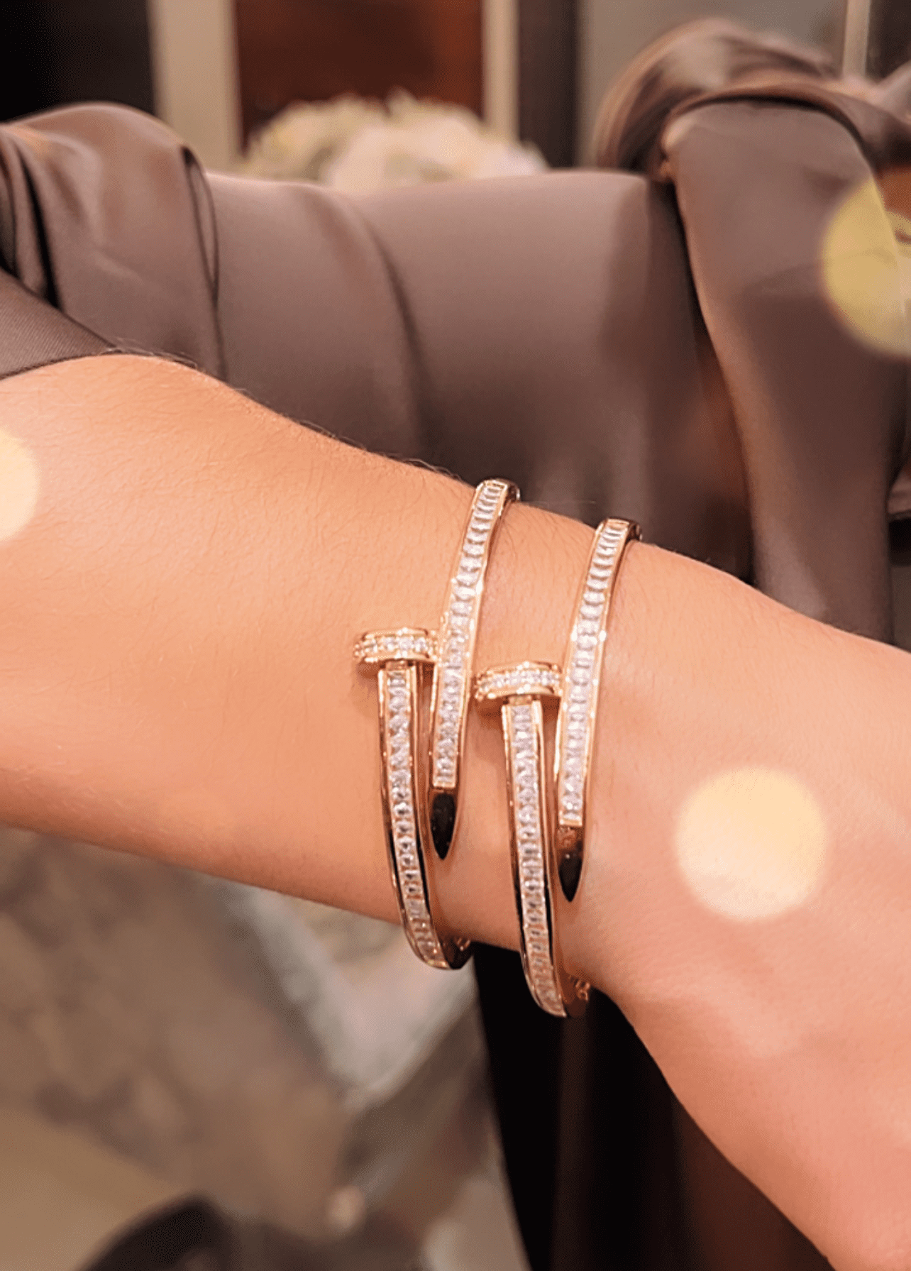 Bracelete Prego Inspiração Cravejado Ouro 18k