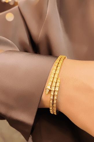 Bracelete Serpente Cravejado Ouro 18k