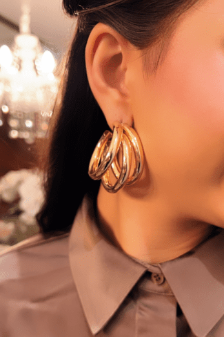 Brinco Argola Tripla Bold Ouro 18k