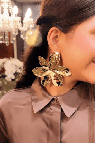 Brinco Maxi Flor Bold Ouro 18k