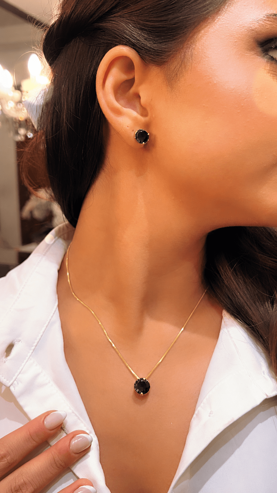 Ponto Luz Preto Dourado