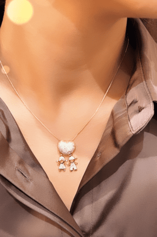 Colar Amor de Mãe Cravejado Ouro 18k