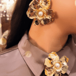 Conjunto Choker Flor Pérola Bold Ouro 18k