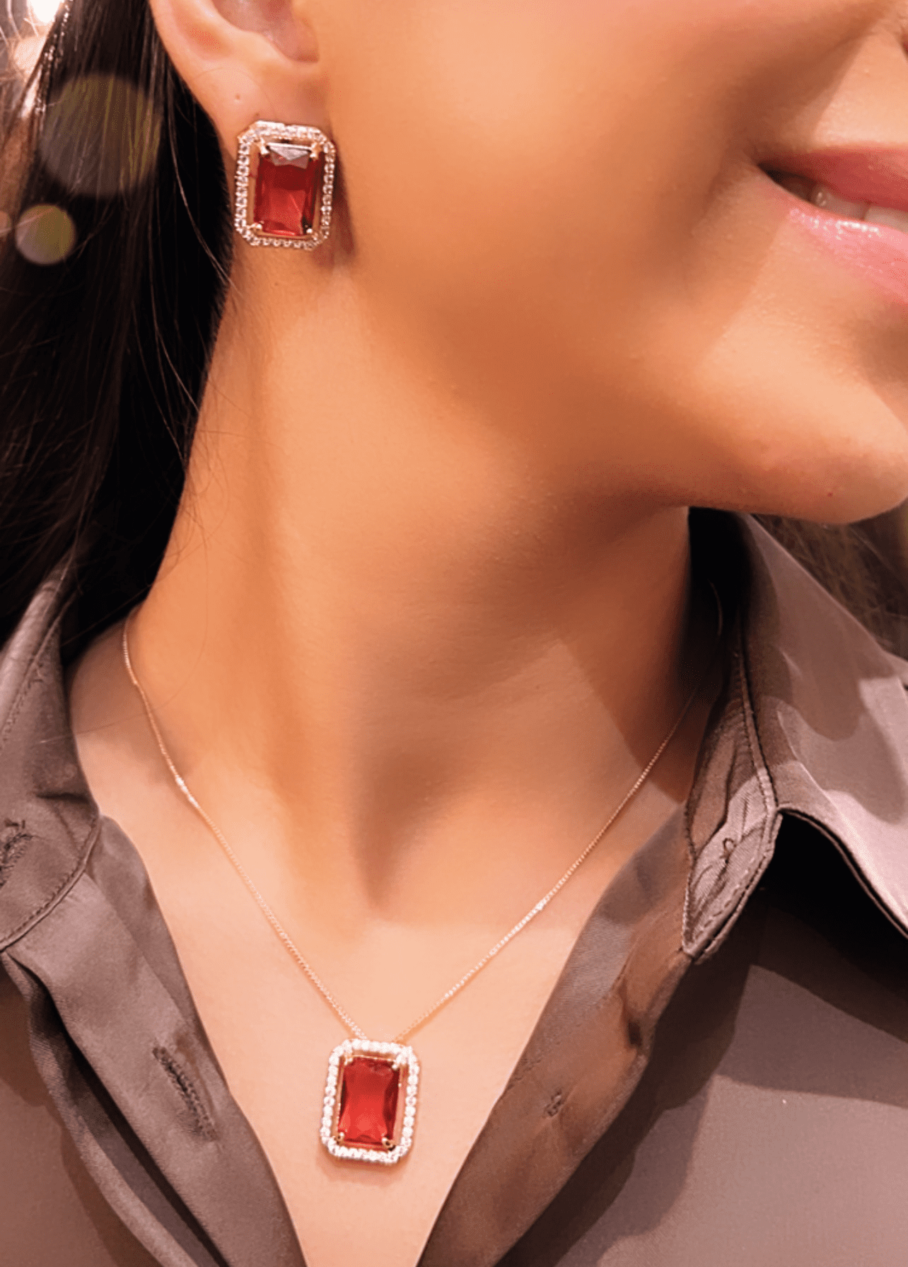 Conjunto Rubi Rosé Elegance Ouro 18k