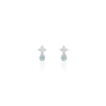 Brinco Bloom Gota Acqua Marine Cravejado