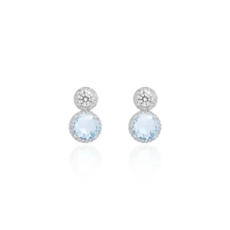 Brinco Cinderela Cravejado Acqua Marine