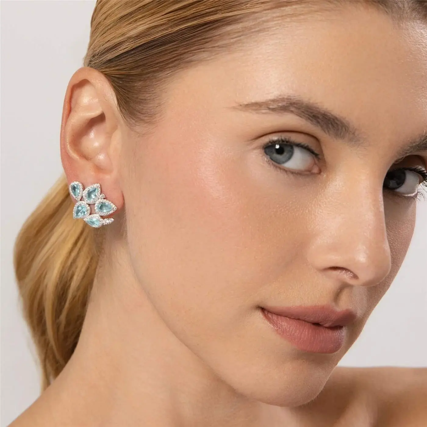 Brinco Ear Cuff Gotas Cravejado Acqua Marine-2 Brinco Ear Cuff Gotas Cravejado Acqua Marine