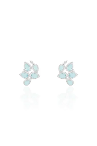 Brinco Ear Cuff Gotas Cravejado Acqua Marine