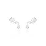 Ear Hook Triplo com Gota Pendente Branco