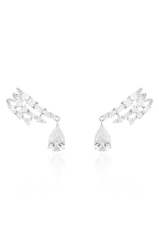 Ear Hook Triplo com Gota Pendente Branco