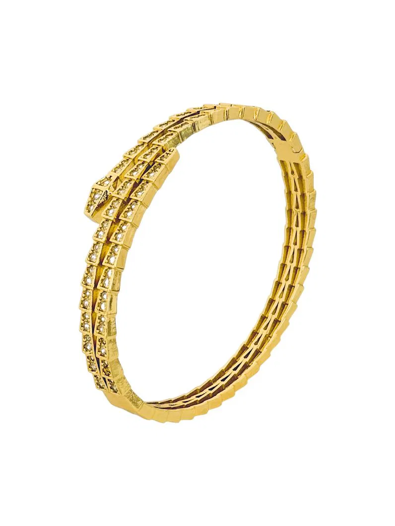 Bracelete Serpente Cravejado Ouro 18k