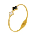 Bracelete Trevo Inspiração Ouro 18k Preto & Branco