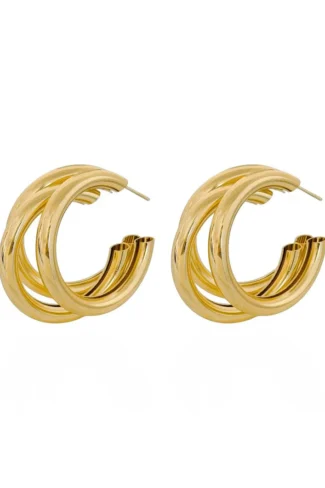 Brinco Argola Tripla Bold Ouro 18k