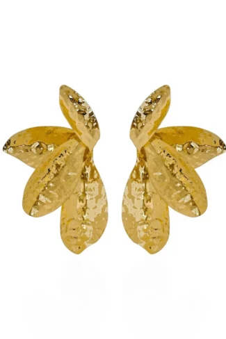 Brinco Maxi Flor Martelada Ouro 18k