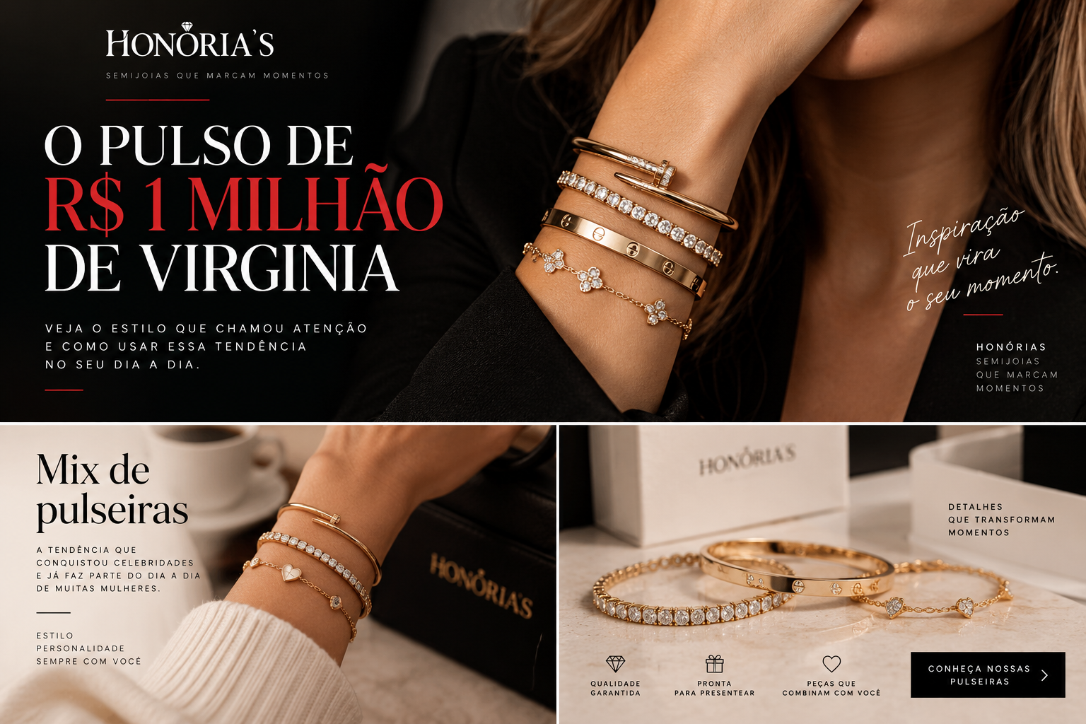 ulseiras Virginia Fonseca: inspiração em mix de pulseiras e semijoias